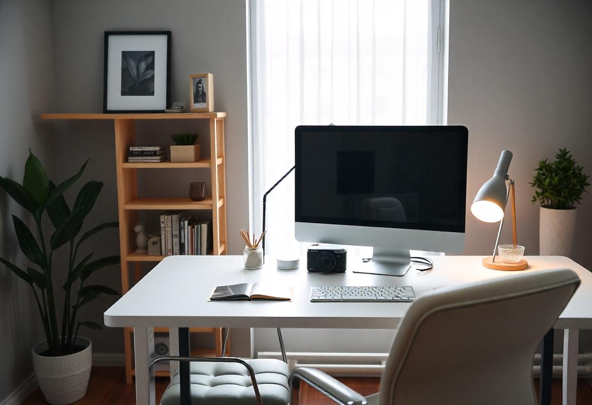 Clean and elegant home office of a virtual assistant