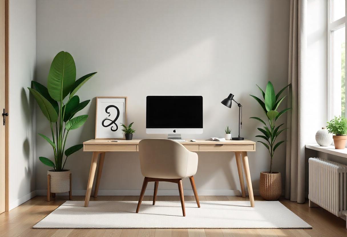 An elegant home office environment beside a window.