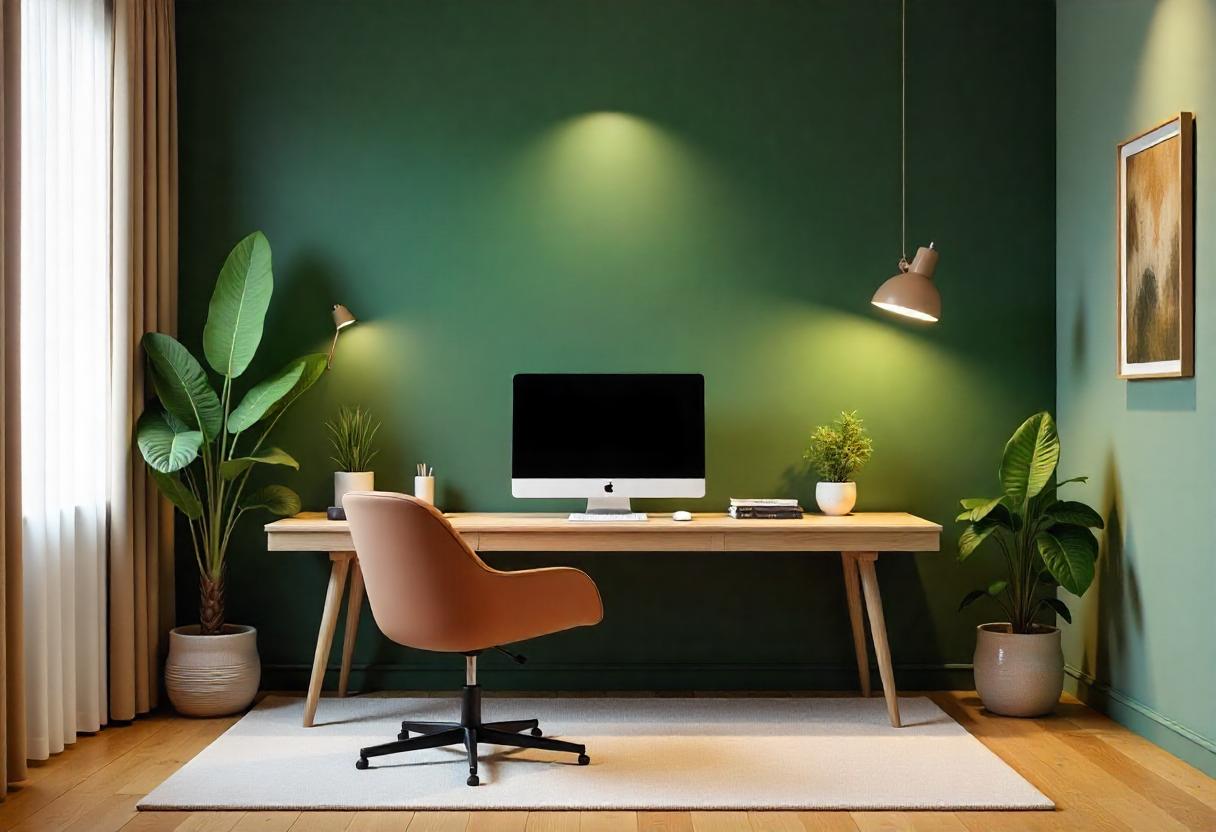 An elegant green working space in a home of a virtual assistant.